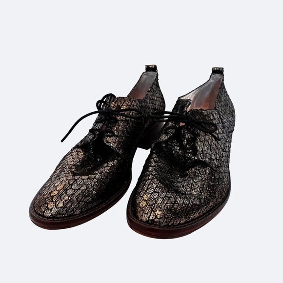 Louise et Cie Lo-Fenn Block Heel Leather Derby Lace Up Size 11 Metalic - Picture 2 of 11